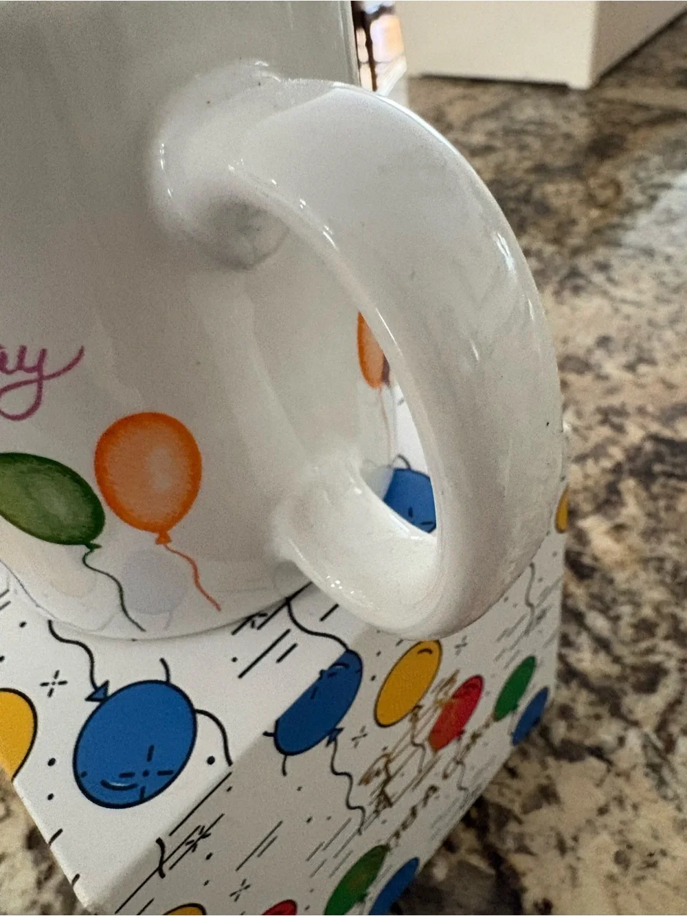 Happy Birthday Balloon Ceramic Mug - White Festive Gift